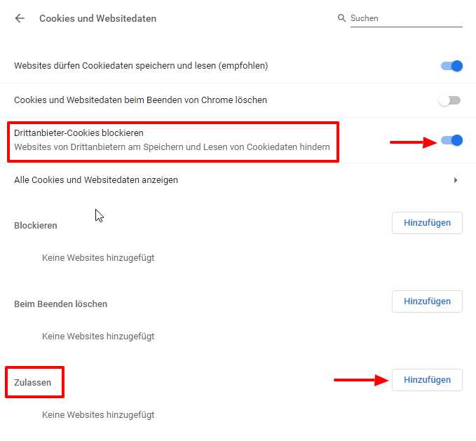 Schritt 3: Aktivieren Sie Cookies