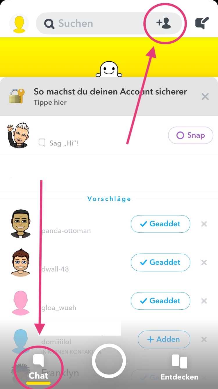 1. Snapchat-App starten