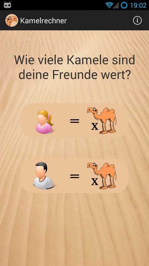 Wie funktioniert der Wie viele Kamele bin ich wert Test?