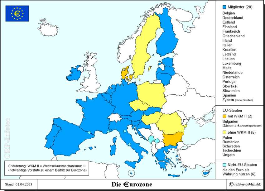 Anzahl der Länder mit Euro-Währung