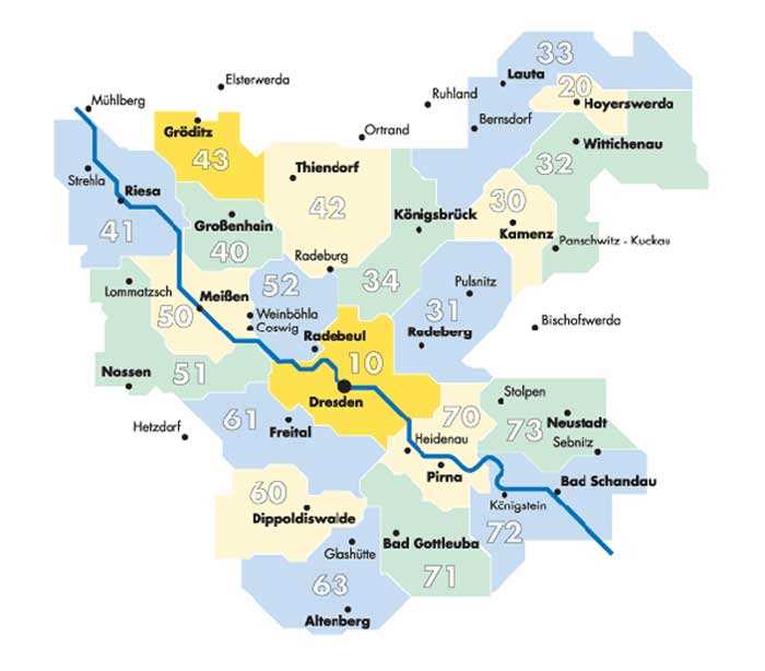 Die Tarifzone im Verkehrsverbund Oberelbe